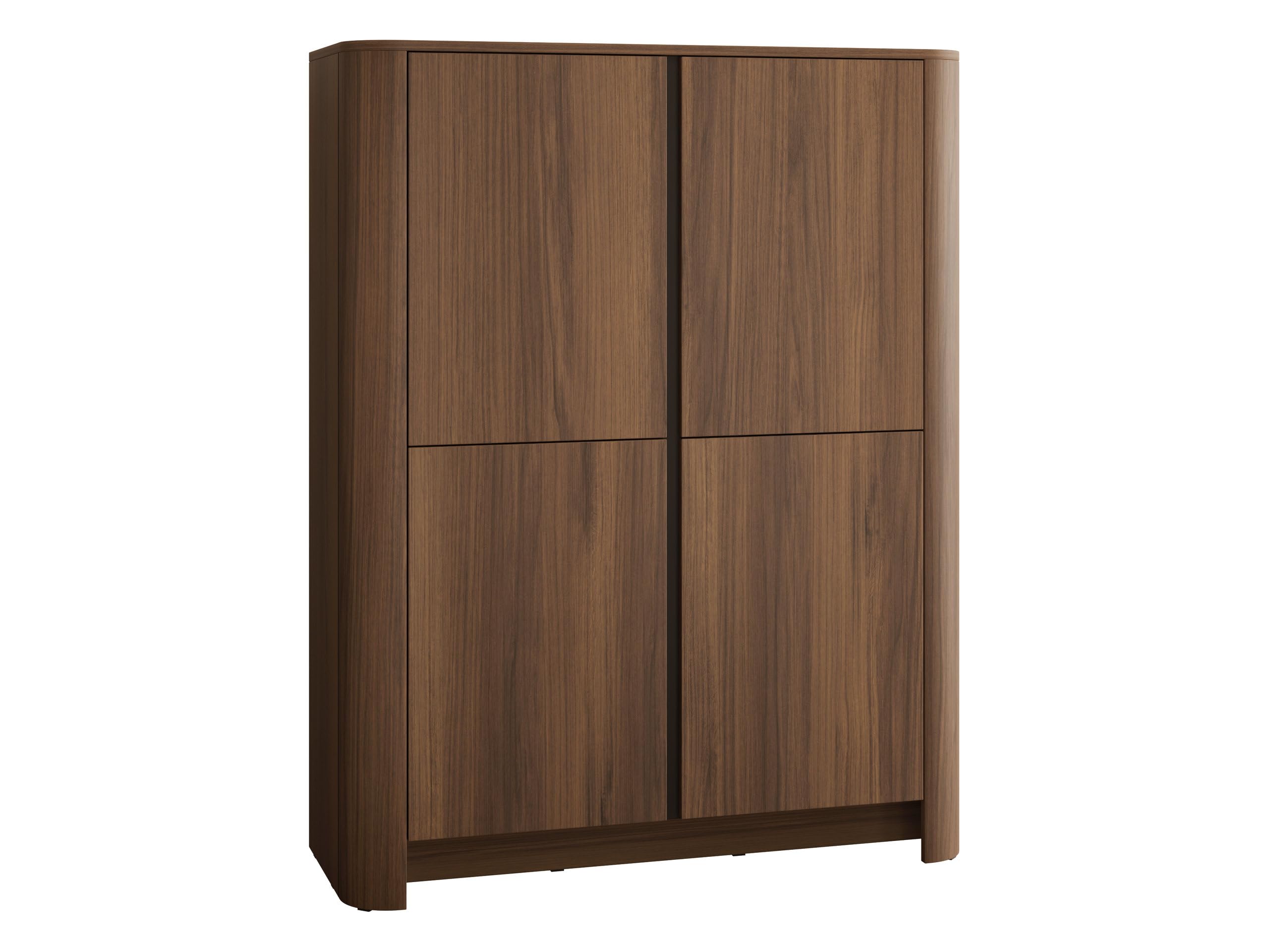 Mirjan24 Kommode Binuki K103 mit 4 Türen, 8 Fächer, Sideboard mit viel Stauraum, Türkommode, modernes Wohnzimmermöbel (Nuss Warmia + Schwarz)
