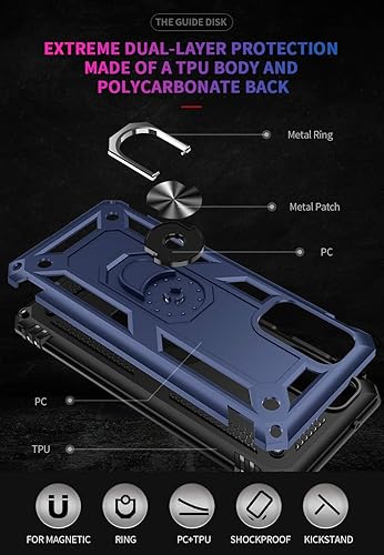 Miniatura 9 de ADDIT Funda para teléfono S20 Samsung Galaxy S20, grado militar, resistente, con soporte de anillo, soporte magnético para coche, para Samsung