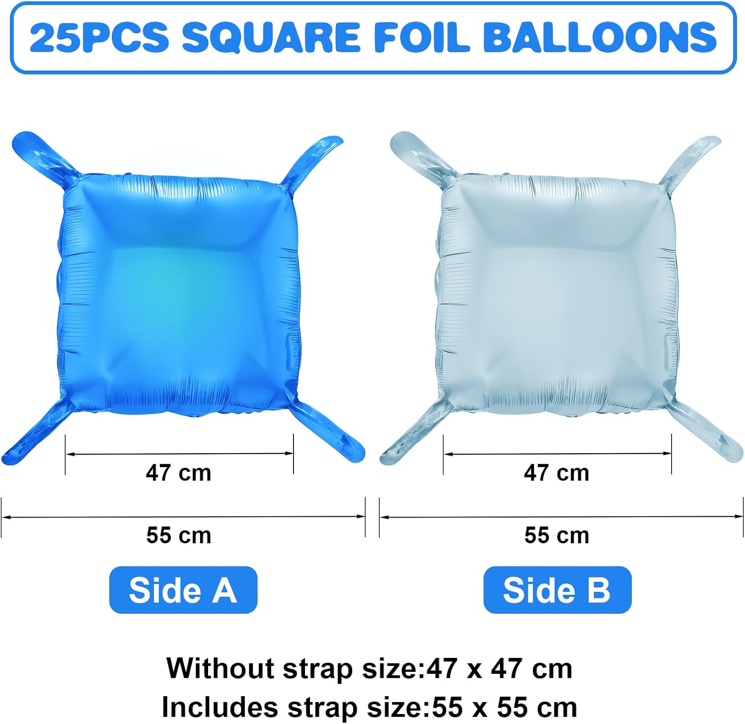 Black Blue Square Foil Balloon Wall,25Pcs Double Sided Balloon Backdrop Helium Mylar Balloon Tunnel Arch Garland Kit for Birthday Bridal Anniversary Baby Shower Party Decorations