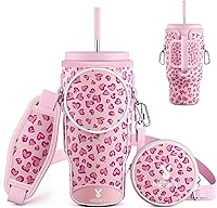 Meoky 40 oz Tumbler Carrier Bag with Phone Pocket, Neoprene Holder Pouch, Adjustable Strap & 2 Carabiner Clips for Handle Tumblers