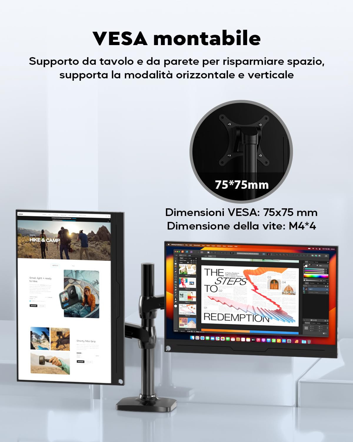 HONGO 4K Monitor Portatile, Schermo Portatile 15,6" 3840x2160 UHD 100% AdobeRGB 1500:1 Contrasto, Portable Monitor per Laptop PC Mac PS4/5/Xbox Phone, HDR Smart Display IPS, Supporto HDMI/Tipo C/USB C