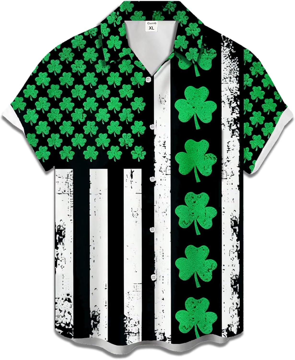 Mens St Patricks Day Shirt Shamrock Printed Retro Bowling Short Sleeve Casual Button Down Holiday Shirts