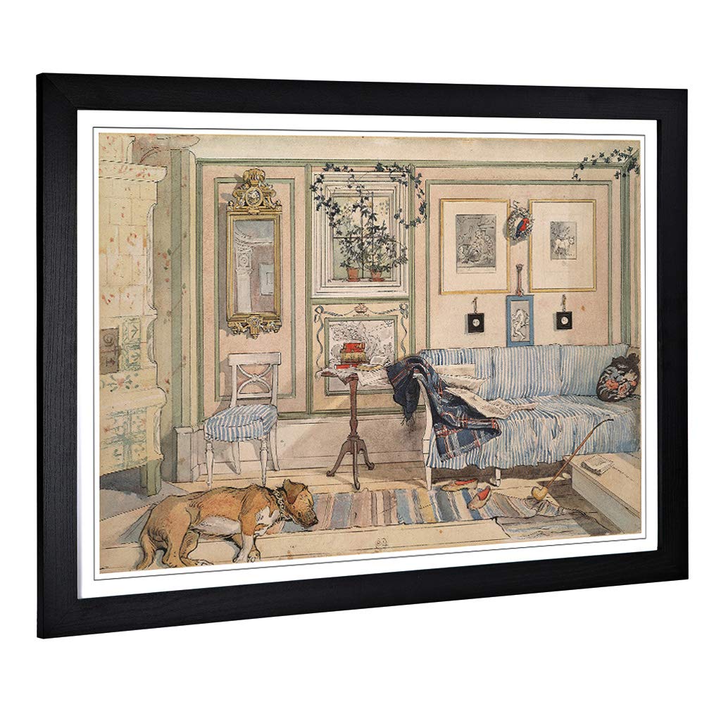 Big Box Art Framed Print of Carl Larsson Cosy Corner Design | Wall Art Picture | Home Decor for Kitchen, Living, Dining Room, Bedroom, Hallway, Office, Black, A2 / 24.5x18 Inch / 62x45cm