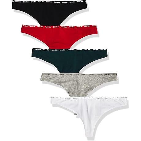 Calvin Klein Women's Signature Cotton Logo Stretch Thong Underwear Multipack