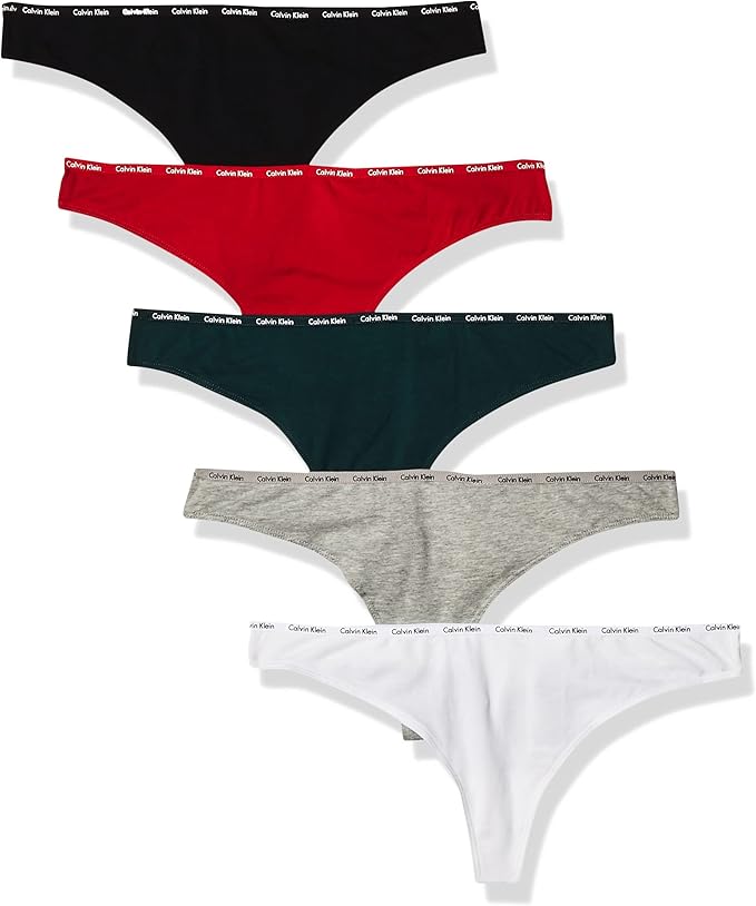 Calvin Klein Women's Signature Cotton Logo Stretch Thong Panties, Multipack