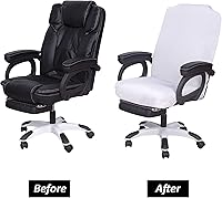 Vista 6 de SARAFLORA - Fundas elásticas y lavables para sillas de computadora en oficina, para silla giratoria universal, tamaño mediano, color blanco