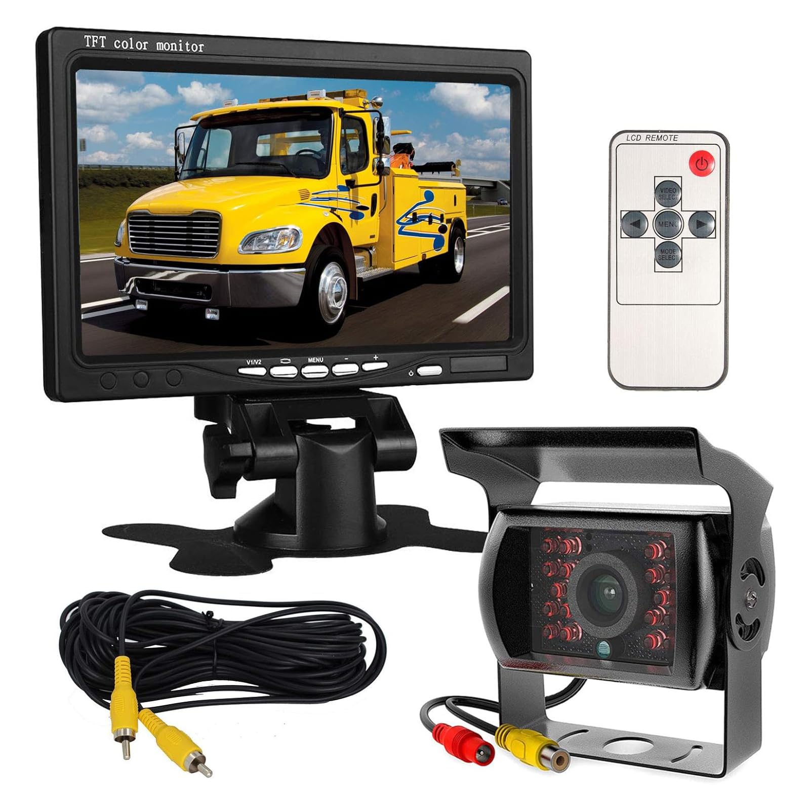 Voiture Camera de Recul 7 Pouces Couleur HD Ecran Moniteur,Vision Nocturne | Camera de recul Camion, Etanche, câble vidéo de 10m, pour Caravane,Camping-Car, Remorque Utilitaire 12V-24V