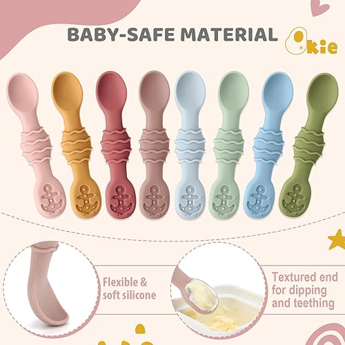 Miniatura 4 de Cucharas de silicona para bebé, utensilios para bebés y niños pequeños, auto alimentación, masticable, primera etapa de destete LED para bebés