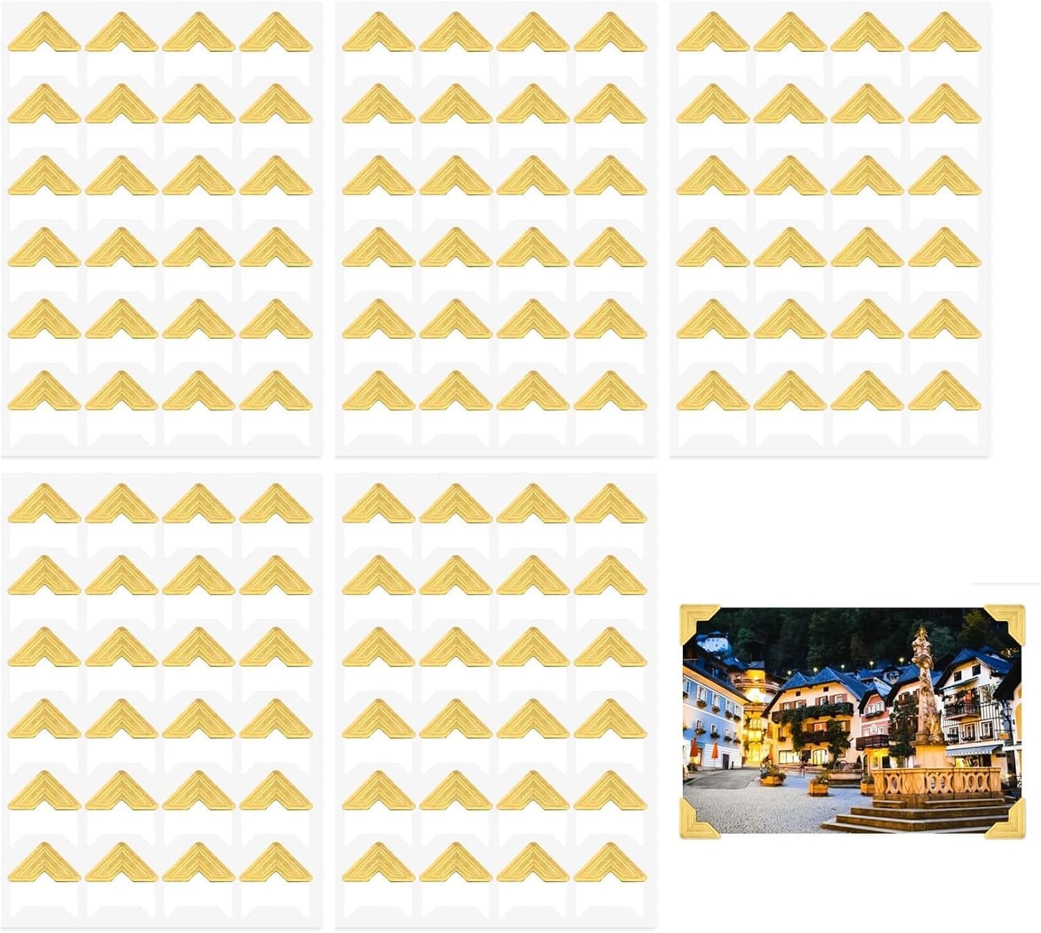 MINWEGI 120pcs Gold Photo Corners Self Adhesive - Archival Quality Acid Free for Scrapbooking, Photo Albums - Elegant White Background Design