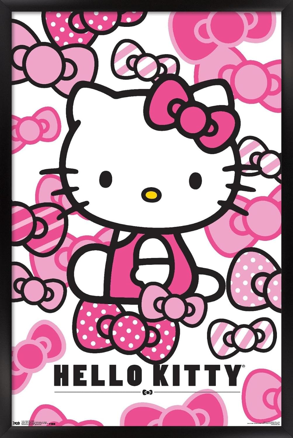 Trends International Hello Kitty - Bows Wall Poster, 14.725" x 22.375", Black Framed Version Black Framed Version 24.3L" x 16.6W"