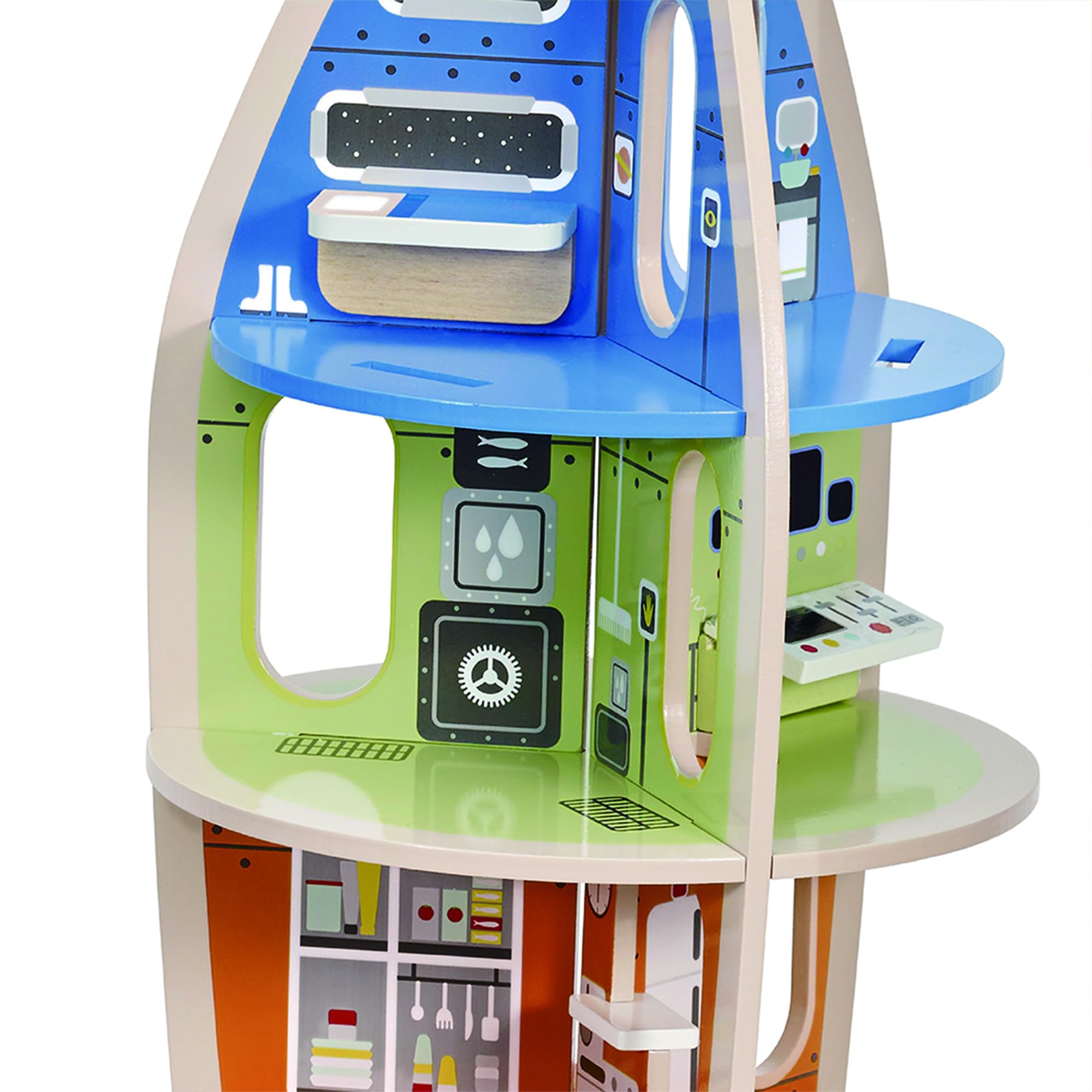 Classic World Spielzeug Rakete ab 3 Jahren, 69 cm hohe weiße Kinder-Rakete 12 Räume | Kinderspielzeug für Jungs und Mädchen