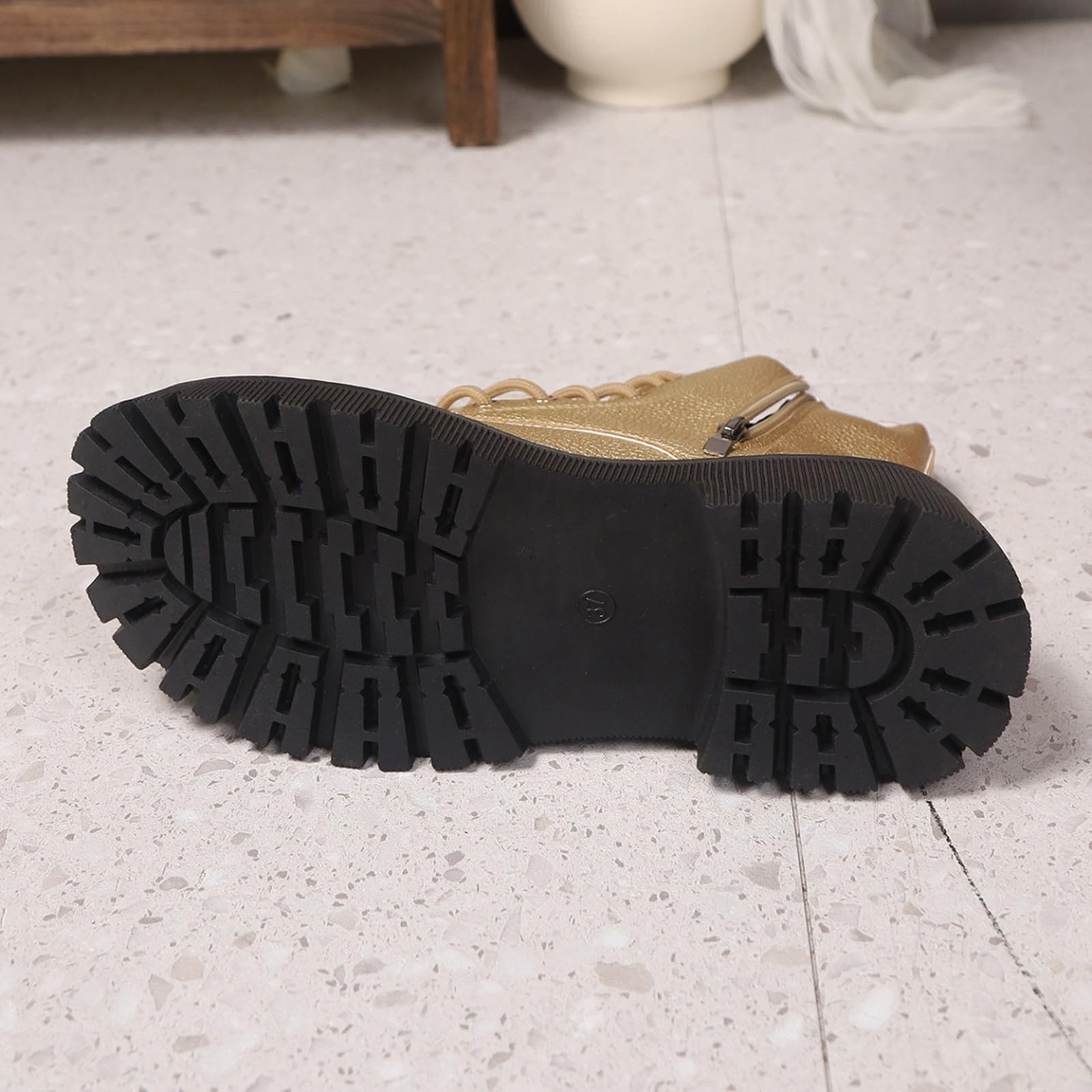 Genérico Botines Mujer Vestir Cordones Plataforma Botas Puntera Redonda Elegantes Zapatos Suaves y Cómodos Caminar Bota Informales Antideslizantes Botin para Otoño Invierno Trabajo Paseo y Uso Diario
