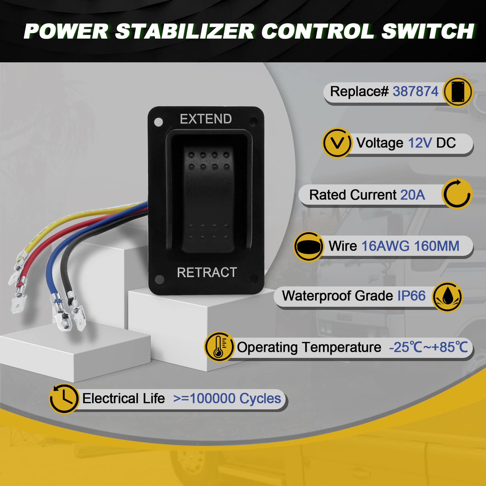 Amazon.com: 387874 RV Electric Stabilizer Jack Switch Compatible