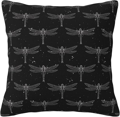 Funda de almohada cuadrada decorativa suave con libélulas, funda de cojín, decoración del hogar para sofá, cama, silla, 20 x 20 pulgadas