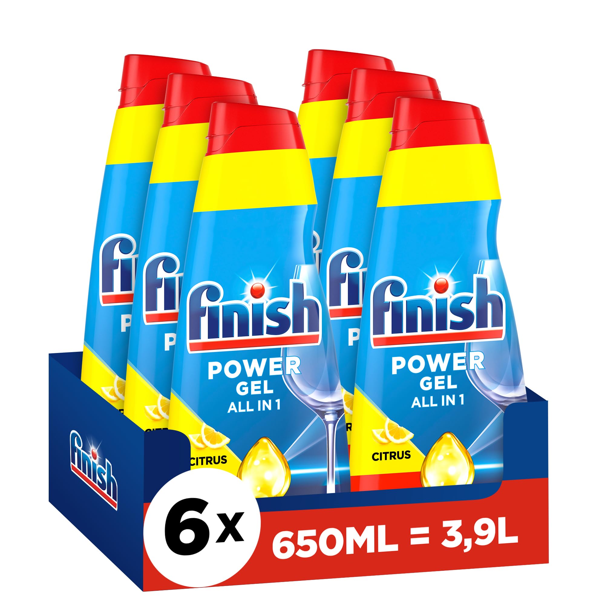 Finish Power Gel Citrus Geschirrspülmittel 6 x 650 ml