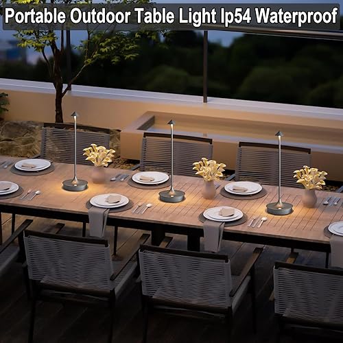 Vista 26 de Cordless Table Lamp Rechargeable LED Table Lamps Battery Operated 4000mAh Touch Dimmable Wireless Lamp Waterproof Portable Outdoor Table Light for