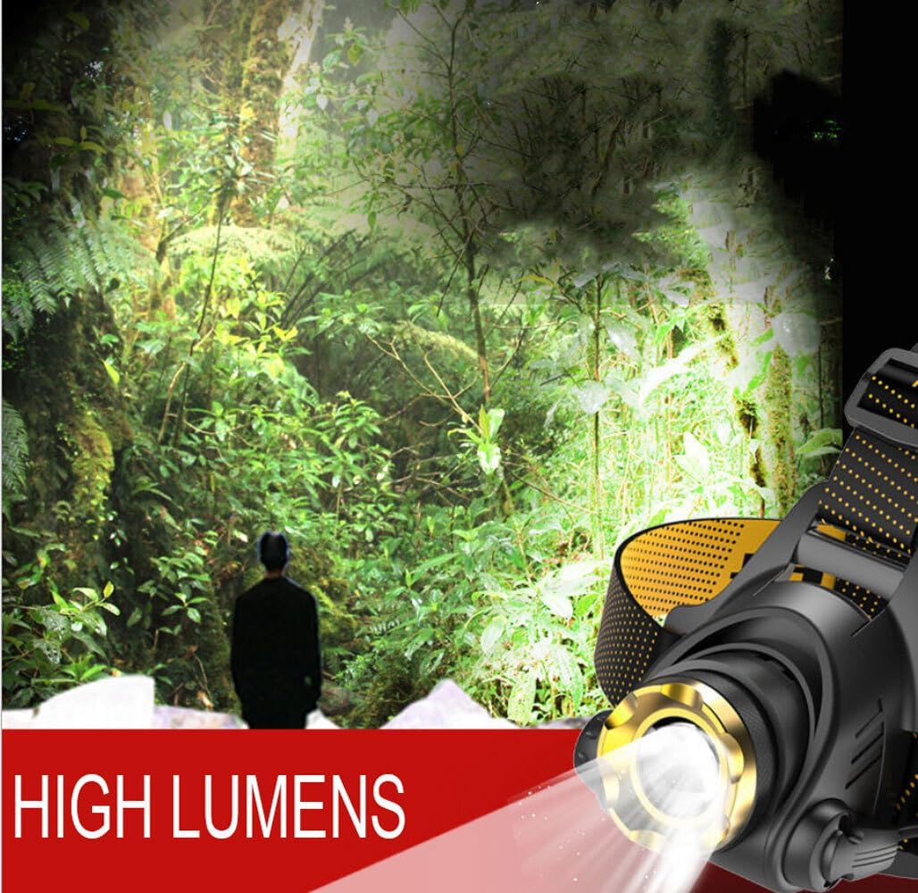 USB Rechargeable LED Headlamp 3-Modes Adjustable Camping Hiking Headlight W/Car Charger+USB Cable