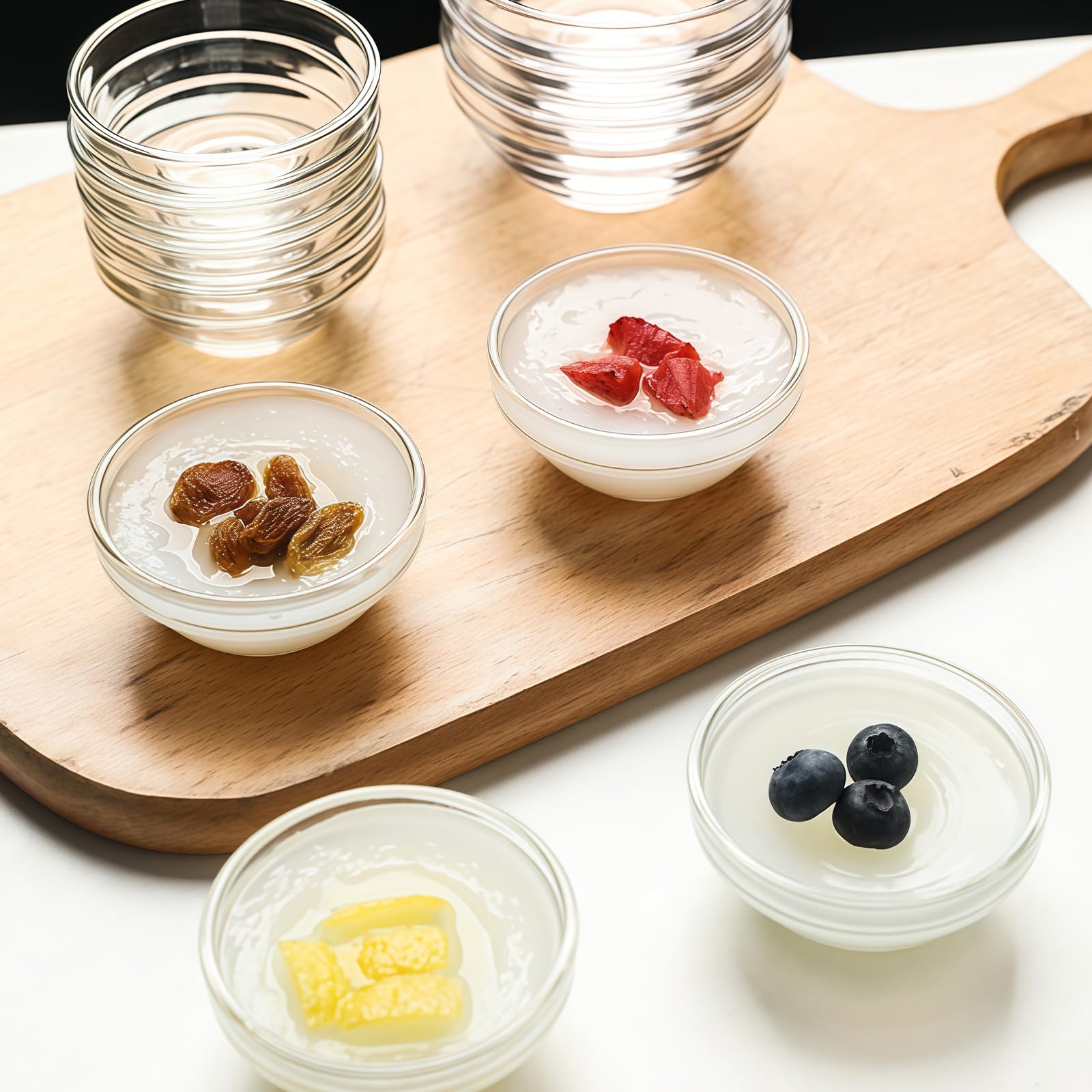 20 ciotole per salse, diametro 7,5 cm, riutilizzabili, mini ciotole in vetro, salse, ciotole in vetro per dessert, ciotole per snack, lavastoviglie e forno a microonde