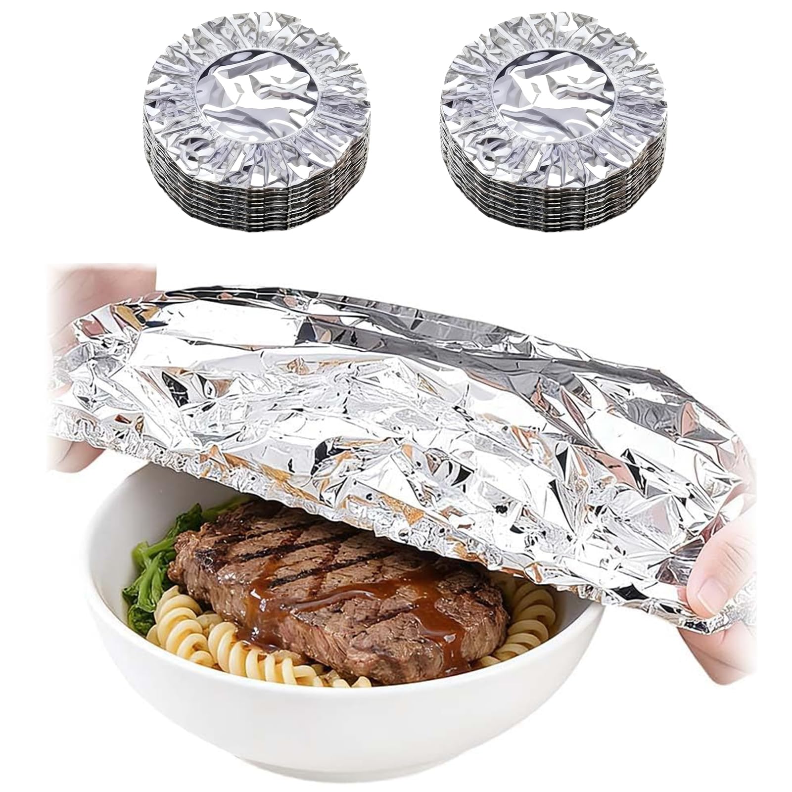 Reusable Aluminum Foil Elastic Food Covers, Thickened Heat Retaining Fresh Keeping Lids, for Bowls Plates Pots Meal Prep Leftovers Kitchen Parties Picnics Refrigerator Storage (20PCS)