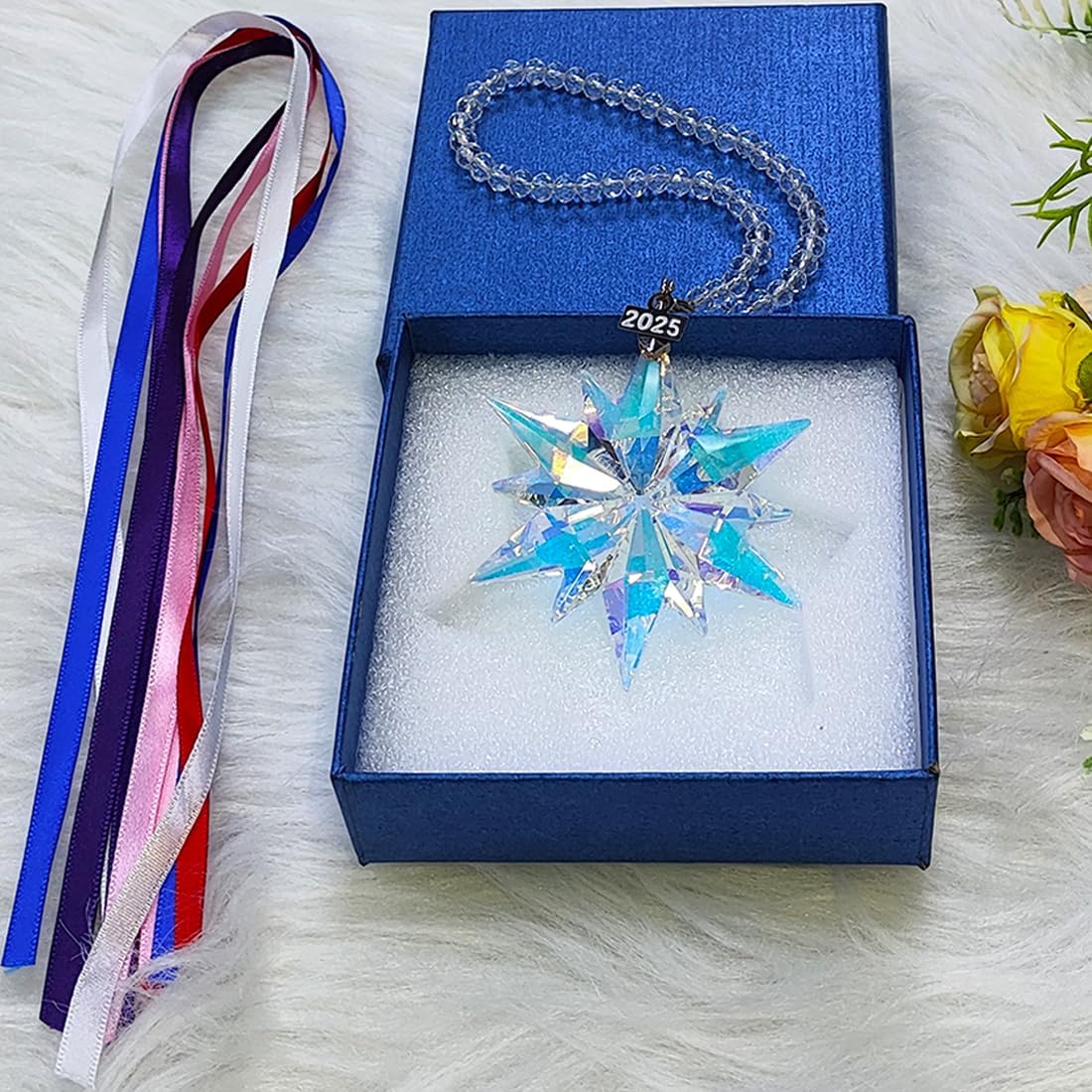 2025 Annual Christmas Ornaments Crystal Snowflake Star, Sparkly Crystal Ornaments for Christmas Tree, Beautiful Christmas Ornaments for Women Girls - Image 7