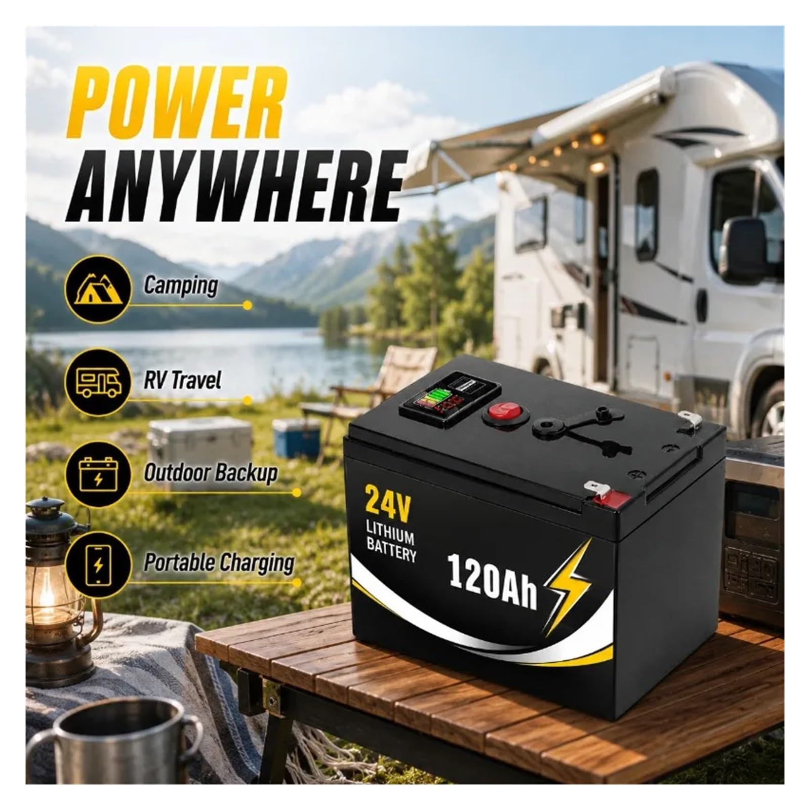 Alimentazione Di Emergenza, Batteria Al Litio LiFePO4 Da 12 V 200 Ah(200AH)