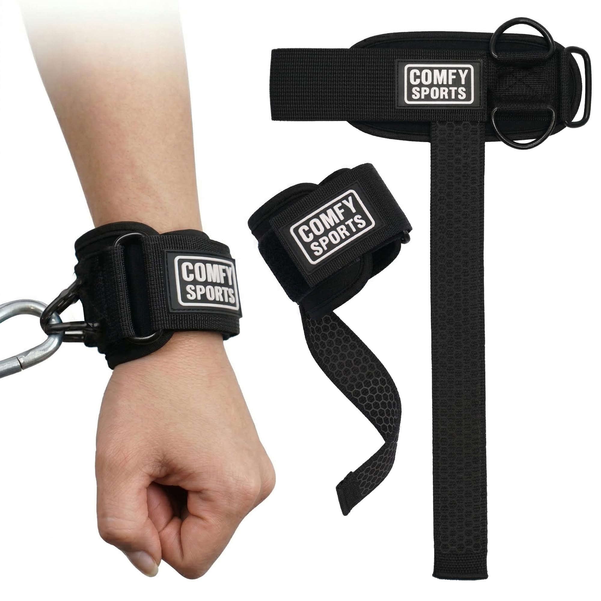 Comfy Weight Lifting Straps With Cuffed D Ring, Heavy Duty Thick Comfortable Lifting Straps, Wrist Support for Men, Secure Fit, Enhanced Grip, Straps for & Gym Training, Black (Black)