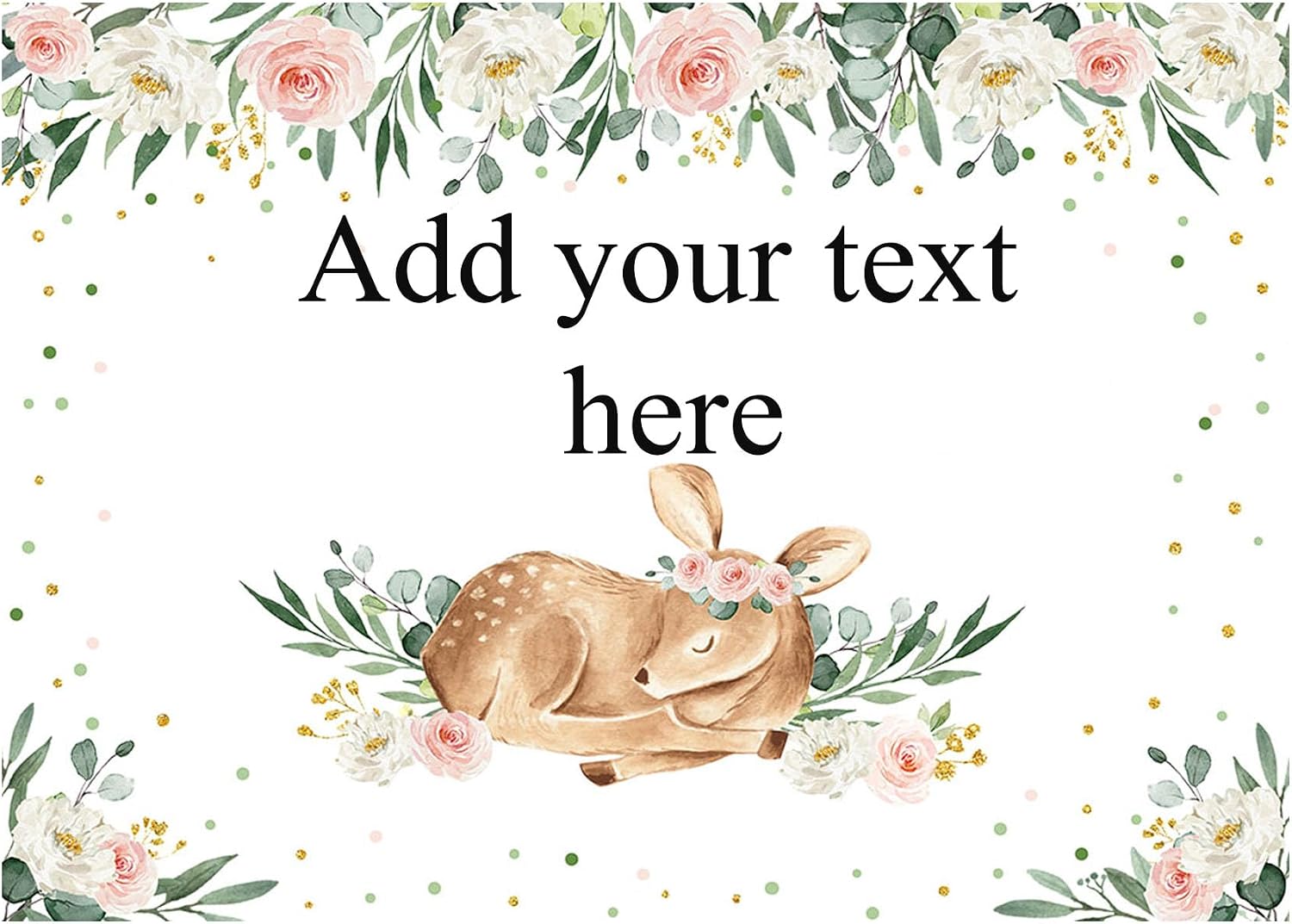 Avezano Woodland Baby Shower Backdrop Girl Deer Baby Shower Photo Background Greenery Fawn 5 x 3 ft