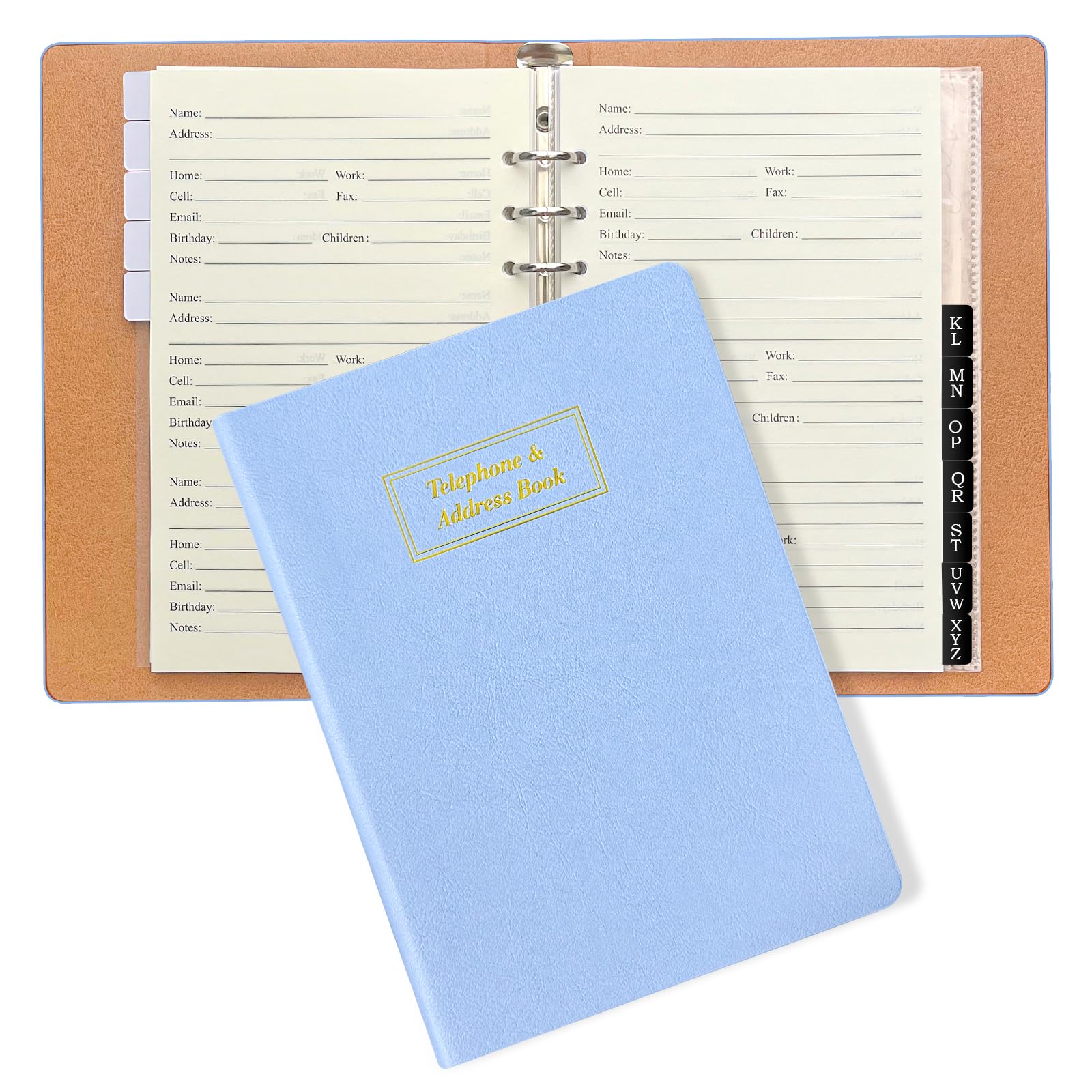 Amazon.com : Reﬁllable Address Book with Alphabetical Tabs, Gold