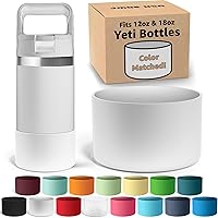 Vista 21 de Jmoe USA Bota de silicona para botella Yeti Rambler Jr de 12 y 18 onzas, funda de 0.079 in, funda antideslizante, protector para la parte inferior
