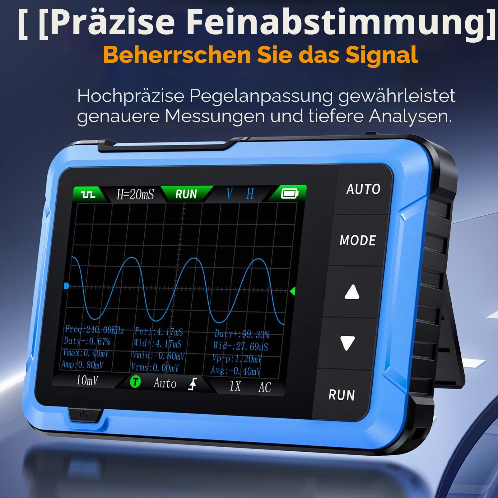 Oszilloskop,Tragbares Oszilloskop,DDS-Signalgenerator DSO510 Digital-Oszilloskop 2,8 Zoll TFT, Bandbreite 10 MHz Abtastrate 48 MSPS