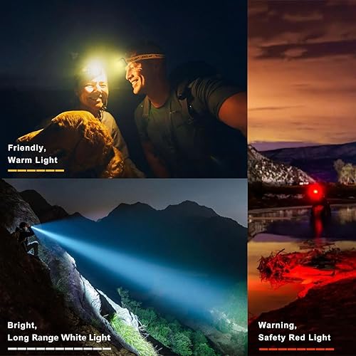 Miniatura 3 de Linterna frontal recargable, lámpara LED ligera, linterna de cabeza con sensor de movimiento, luz de cabeza impermeable súper brillante para