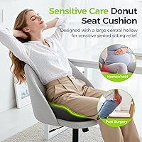 Vista 2 de AUVON Almohada de asiento con forma de dónut de cuidado sensible para hemorroides y post-cirugía, alivio de ciática, cojines de silla