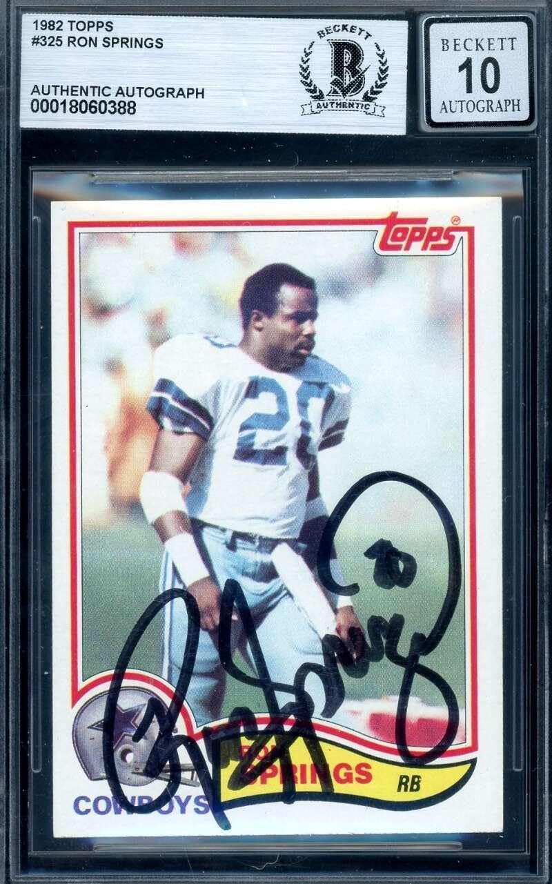 Ron Springs Gem Mint 10 Beckett BAS Signed 1982 Topps Autograph - Autographed College Cards