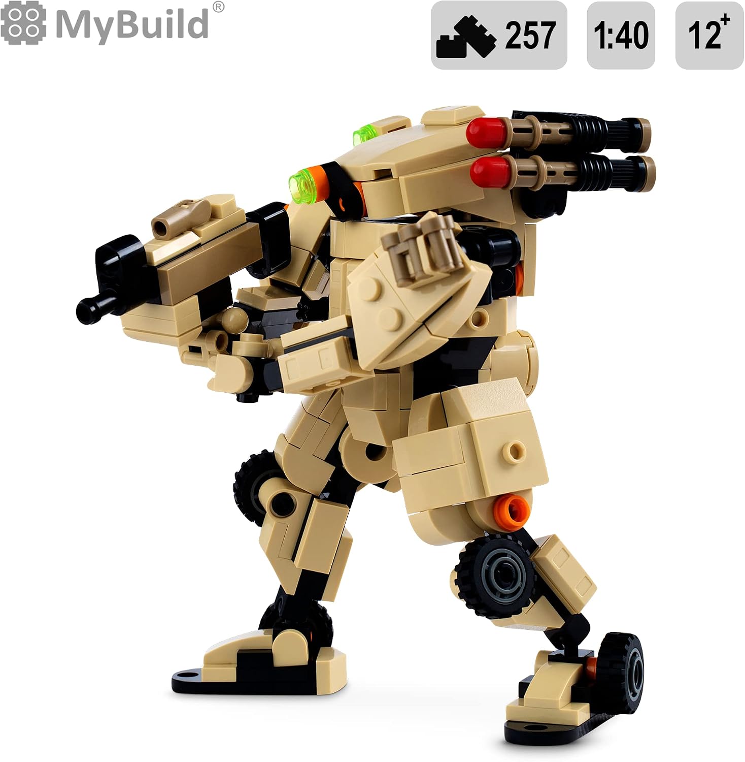 MyBuild Mecha Frame Armed Forces Stryker 5020 Desert Armor Robot Blocks Toy Building Bricks Collection for Children to Adult Action Model Mech Set for Fans of Age 12+