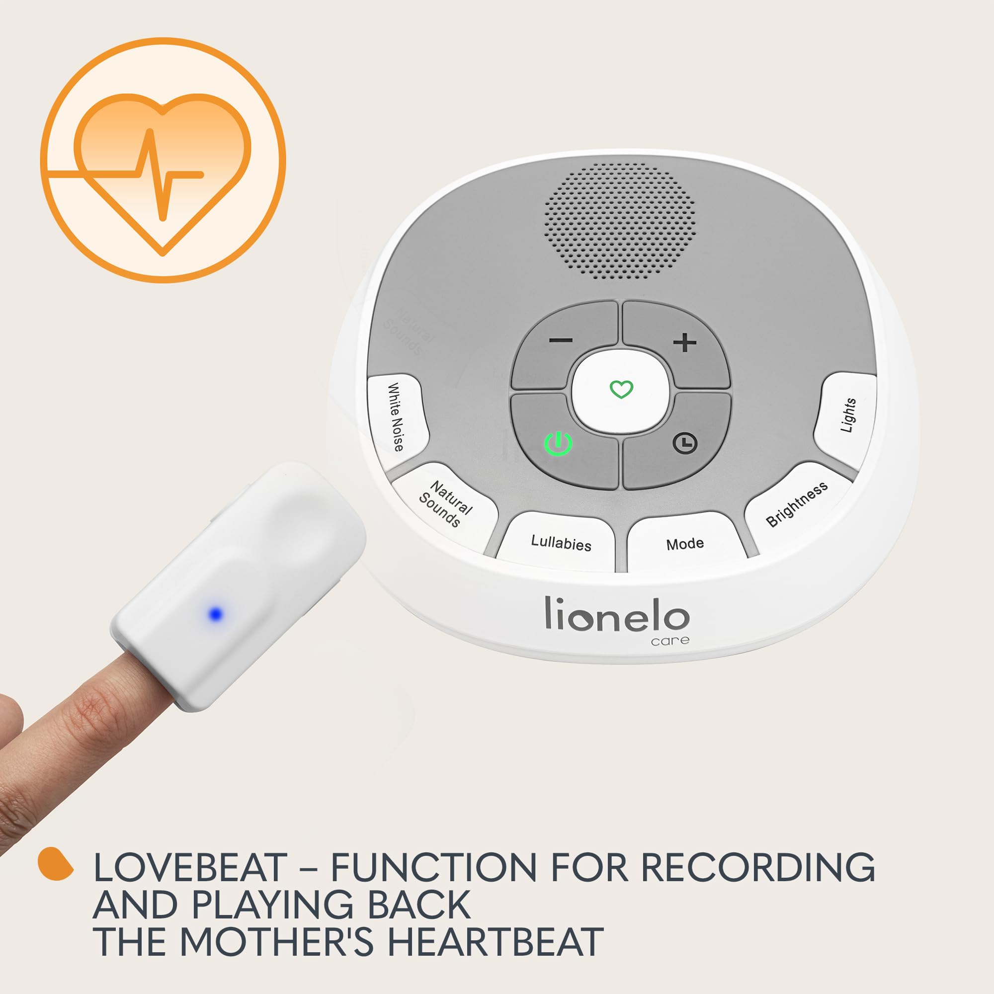 Lionelo BabyNap Veilleuse Bébé, Bruit Blanc et Berceuses, LoveBeat