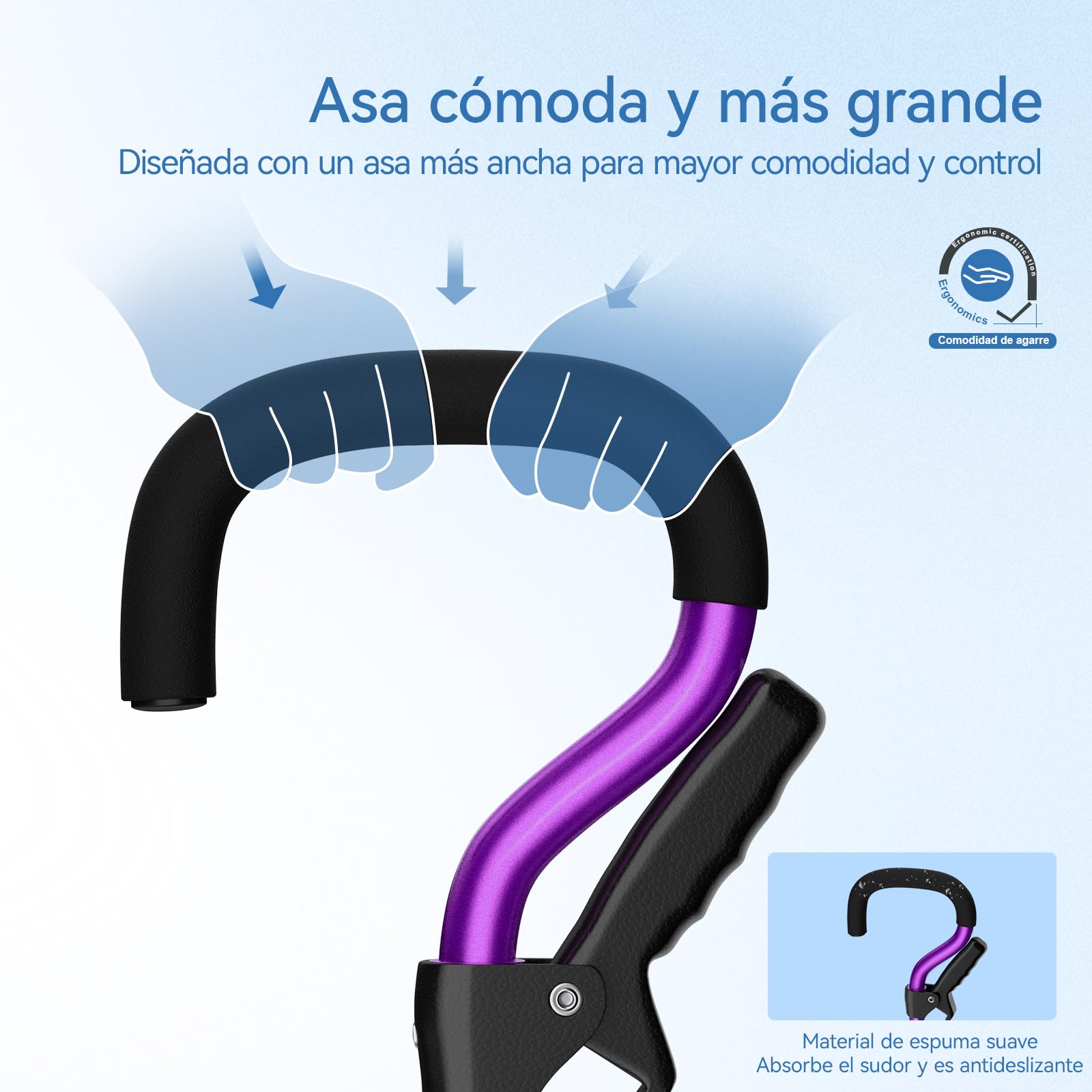 KingPavonini Bastones de Marcha para Mujeres/Hombres con Segundo Asa, Bastones Plegables y Ajustables con Base de 4 Puntas, Bastones Cuadruples para Estabilidad, De Pie, Equilibrio