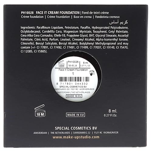 Miniatura 9 de Base de maquillaje profesional Face It Cream – Resistente al agua – Ofrece cobertura ligera y completa – Resultado duradero – Acabado satinado