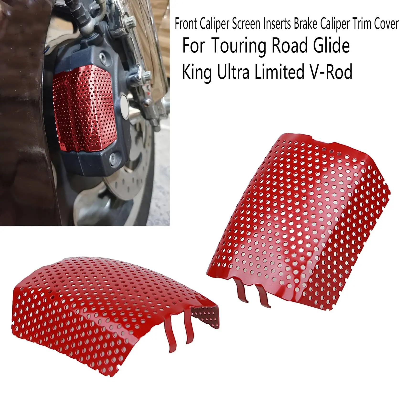 Caliper Bracket Radiator Cover Brake Cooling Mount Do Touring Road Glide King Limited V-Rod Red | Osłona przedniego zacisku zakłada osłonę zacisku hamulca