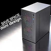 Vista 2 de Caja Matx: Caja Micro ATX de Alto Flujo de Aire, Compatible con MATX, Mini-ITX, Caja Micro ATX delgada con Puerto I/O USB3.0x1, Negra