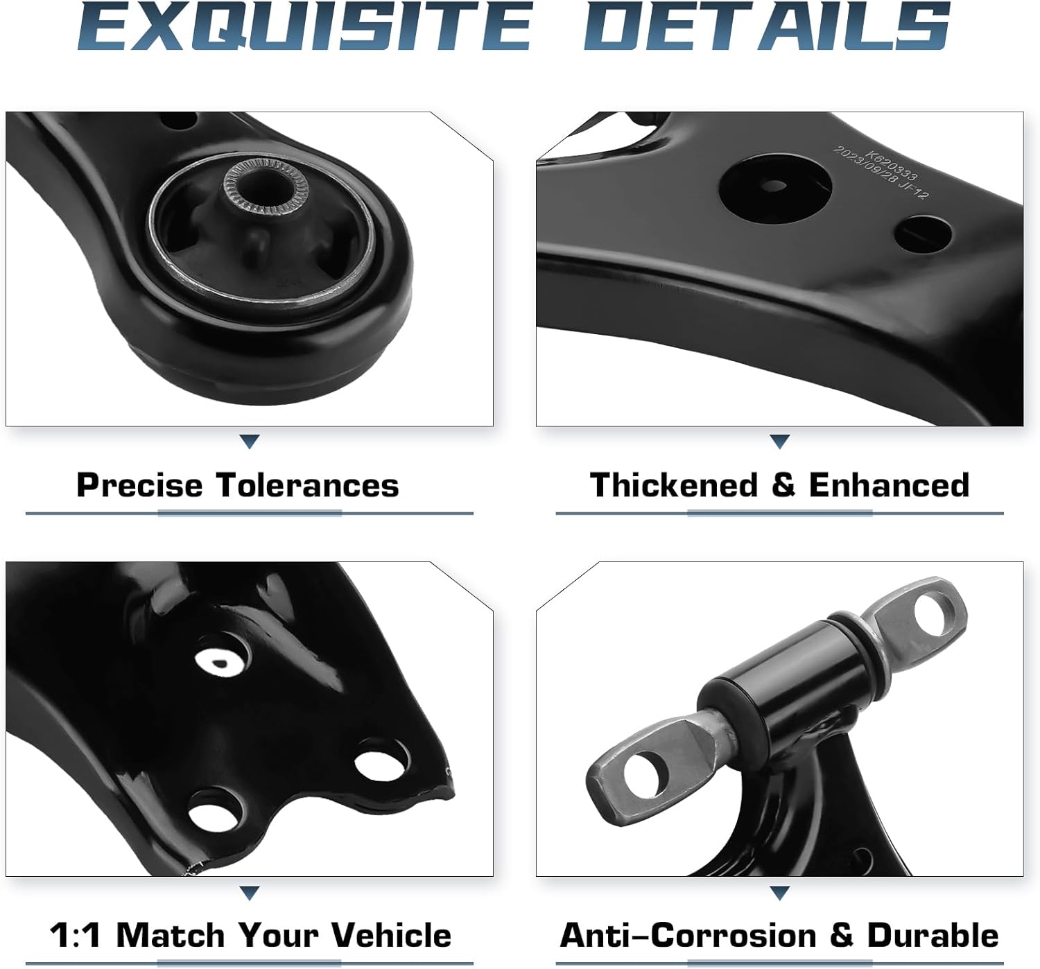 12Pcs Front Lower Control Arm with Ball Joint for Toyota Camry 2007 2008 2009 2010 2011, Sway Bar + Outer & Inner Tie Rod End Suspension Kit K620334 K620333 K500044 K500043 ES80603 EV800306