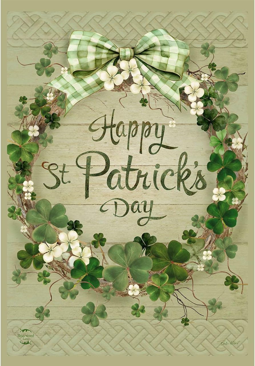 Lucky Gnome Burlap Sculpted House Flag St. Patrick's Day 28" x 40" Briarwood Lane