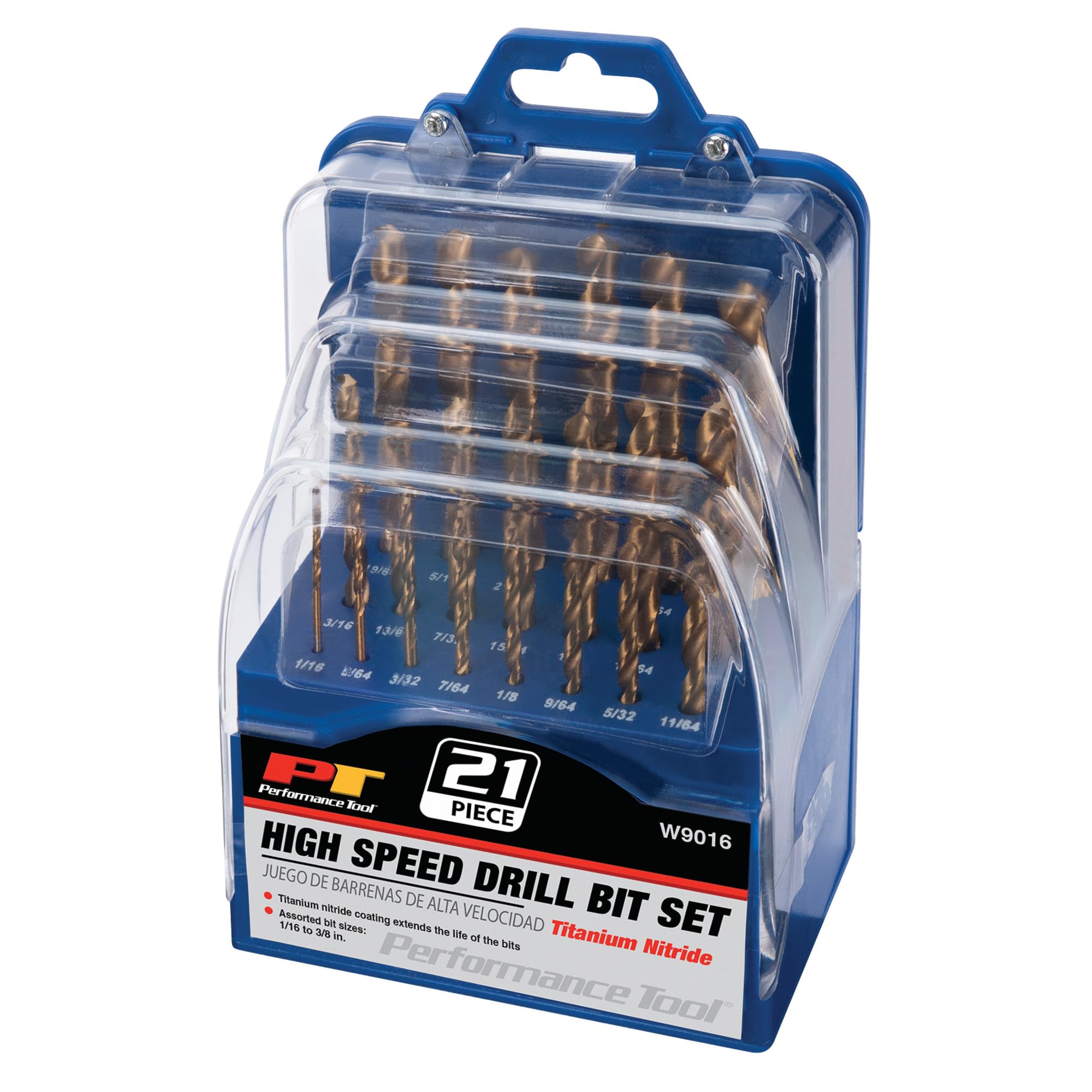 Performance Tool Bohrerset Titanbeschichtet – 21-teilig, Größen 1/16" Bis 3/8" – Für Holz, Metall & Kunststoff