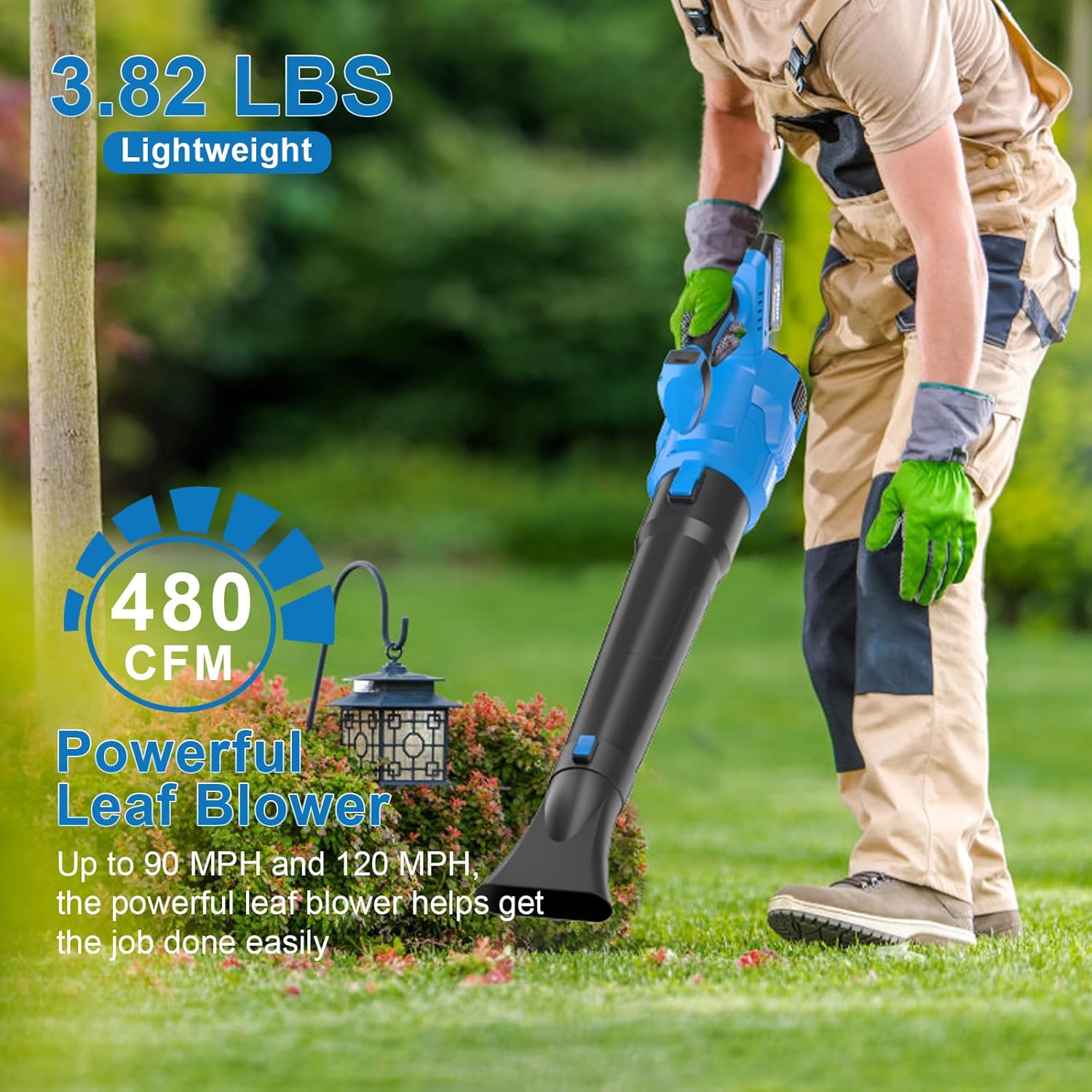 AZZUNO Leaf Blower Cordless, 3 Speed Mode MAX 580CFM Brushless Motor, Electric Blower for Lawn Care,Patio,Leaves,Dust,and Snow Removal(No Battery for DEWALT)