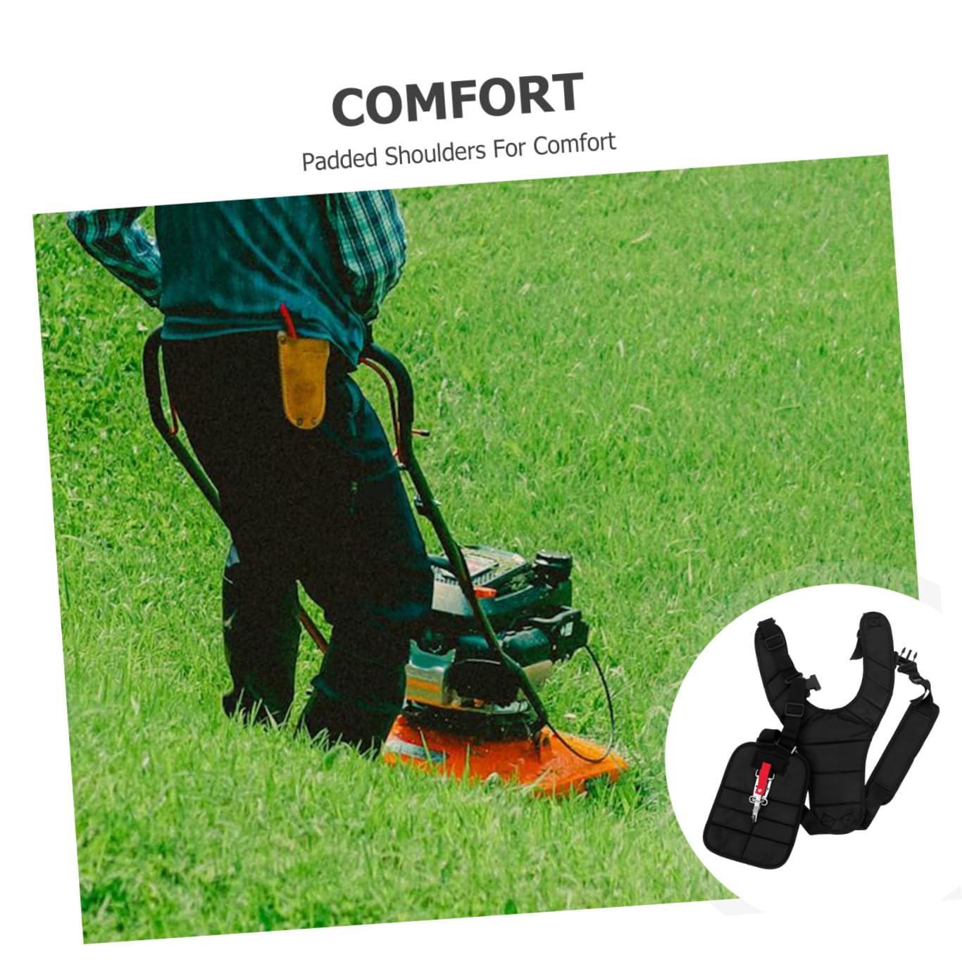 Happyyami Correa para Desbrozadora, Arnés Doble de Hombro con Hombros Acolchados y Cinturón con Hebilla, Adecuado para Cortar Césped | Cinturón Hebilla en Cintura, Negro, Compatible Brush Cutter y Strimmer para Recorte de Césped