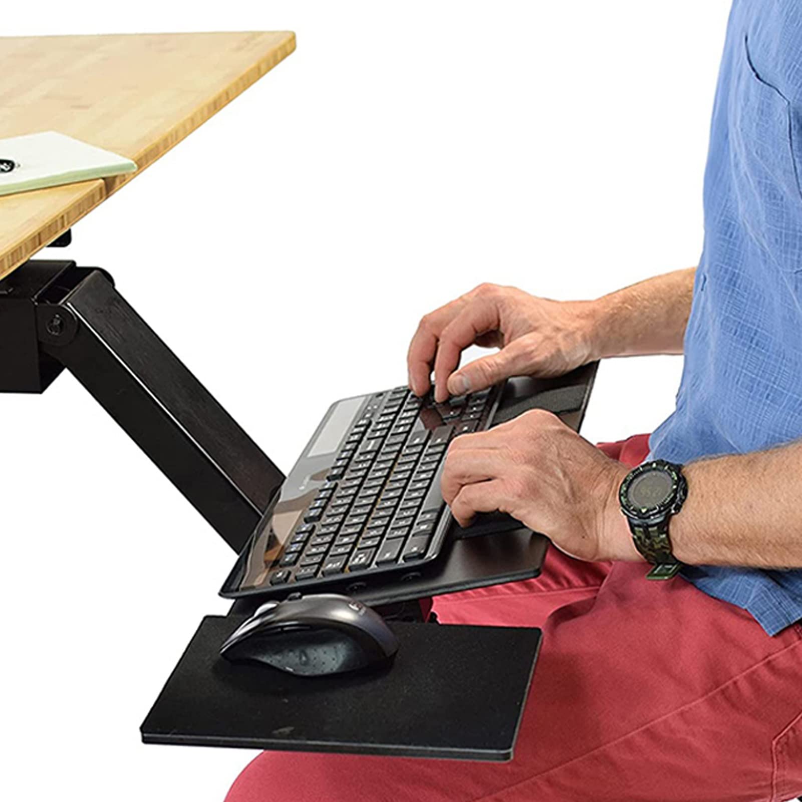 Amazon.co.jp: マウスプラットフォーム付きデスク下キーボード