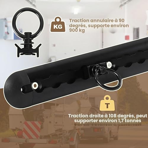 4 x 1 m aluminium airline rail, semi-circular shape with holes, anodised lashing rail with 10 lashing eyelets and 8 end caps, load securing for trailers, cars and campers - 6