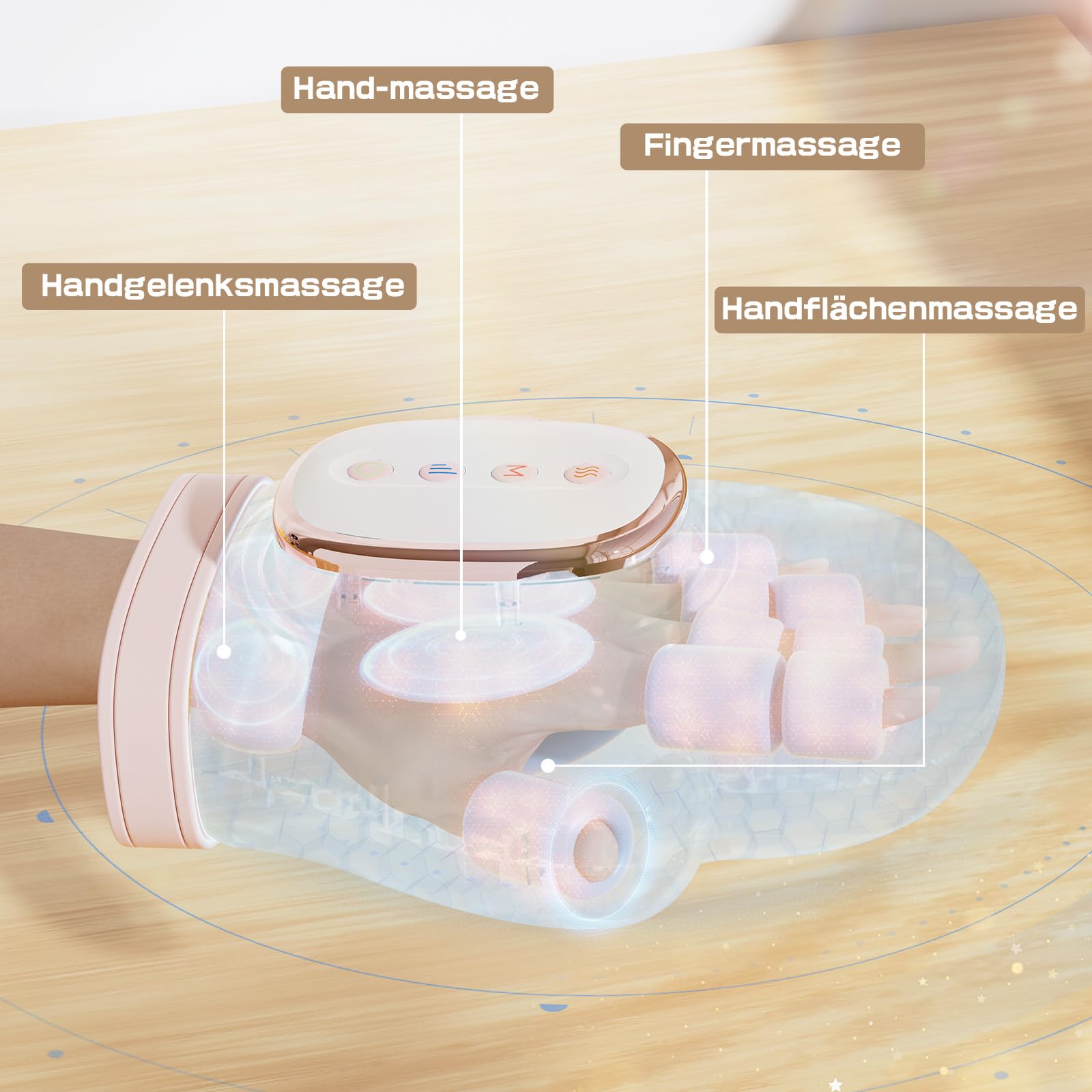 Handmassagegerät Rosa Mit Wärme, 3Modi & 5 Intensitätsstufen