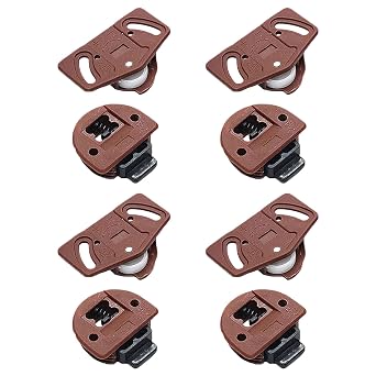 4 Pcs Sliding Door Rollers, Coffee Nylon for Wardrobe Closet | 4 pack coffee nylon sliding door rollers, plastic bracket with countersunk holes, for wardrobe cabinet sliding door repair