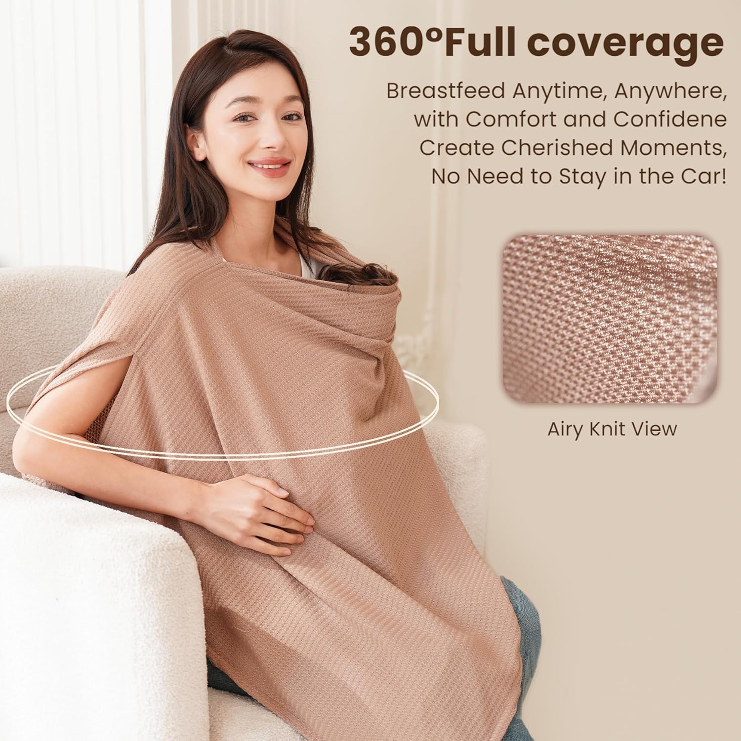 Telo da allattamento | Sciarpa da allattamento per viaggiare | Nursing Cover | Breastfeeding Cover | Versatile e comoda e portatile (cammello)