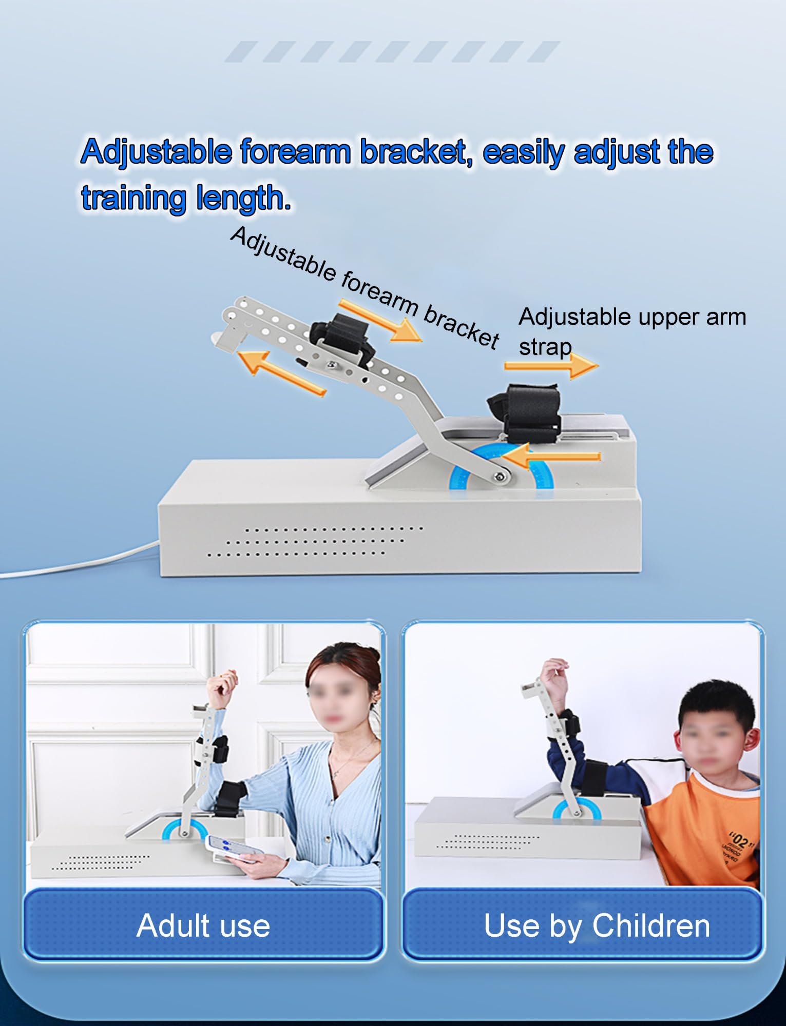 Armtrainer mit Scharnier for die Ellenbogenorthese, elektrisches Gerät zur Gelenkrehabilitation for das Ellenbogentraining mit -20°~150° Beuge- und Streckwinkel und Fernbedienung for Patienten mit Sch